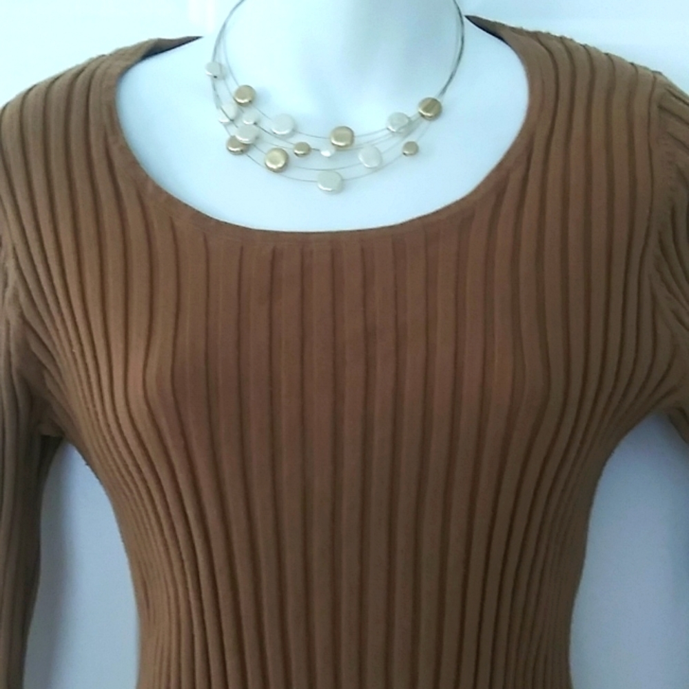 Ribbed knit stretch 3/4 Sleeves top